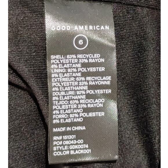 Good American U-Ring Long Sleeve Bodycon Midi Dress Black001 Womens Size 6 NWT - Picture 10 of 10